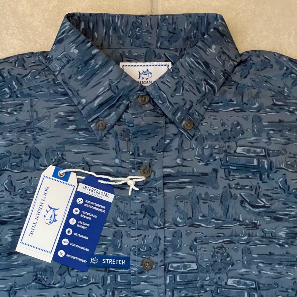 Southern Tide Intercoastal Men's Long Sleeve Cliff Sport Shirt NEW $125